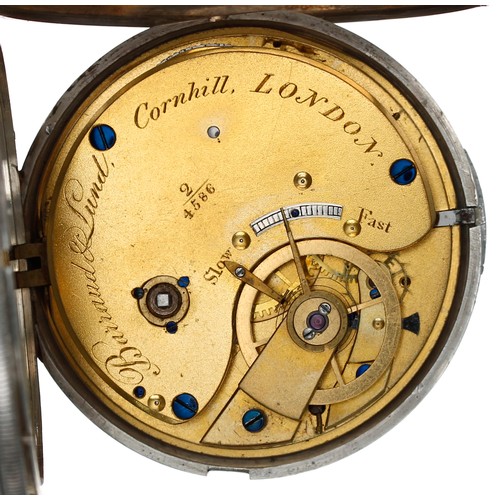 695 - Barraud & Lund Savage two-pin lever silver hunter pocket watch, London 1880, the gilt frosted fu... 