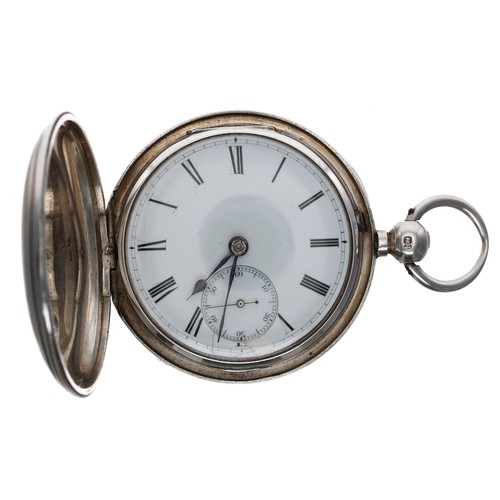 696 - Victorian silver fusee lever hunter pocket watch, London 1871, unsigned movement, no. 6710, dust cov... 