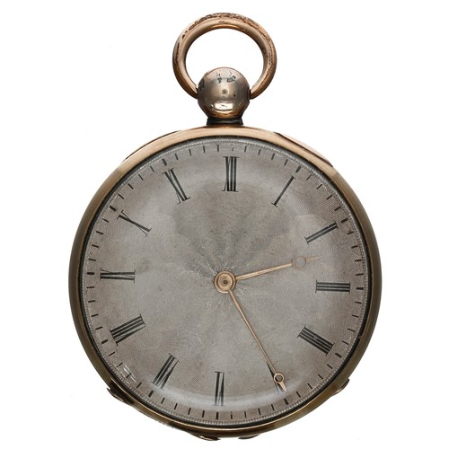 630 - Continental white metal cylinder dress pocket watch, unsigned gilt frosted movement with gilt three ... 