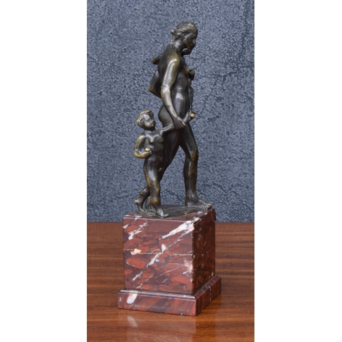 64 - Bronze figural group, after the antique -  a maiden carrying a child, with another child by her side... 