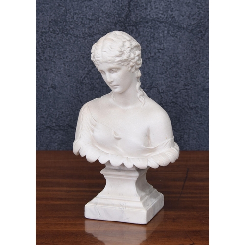 65 - Good Decorative alabaster figural bust sculpture of Clytie, after Delpech, with the inset seal of 'S... 