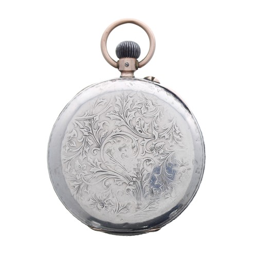 566 - Silver (0.935) and gold lever pocket watch, unsigned frosted movement with compensated balance and r... 