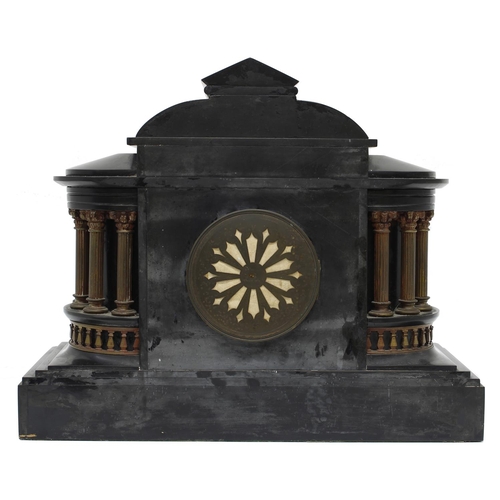 1530 - French black slate and gilt metal mounted two train mantel clock, the Maple & Co movement striki... 