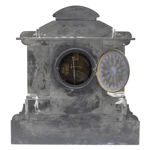 1535 - French black slate two train mantel clock striking on a gong, the 3.75