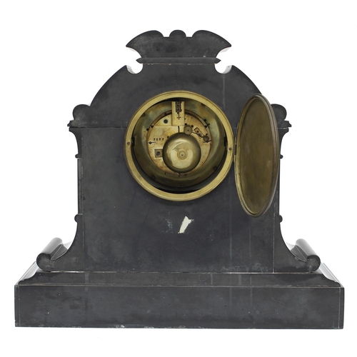 1540 - Fine French black marble and malachite inset two train mantel clock, the S. Marti movement striking ... 