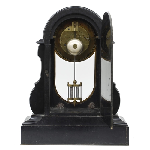 1541 - Fine French black marble and malachite inset two train mantel clock, the S. Marti movement striking ... 