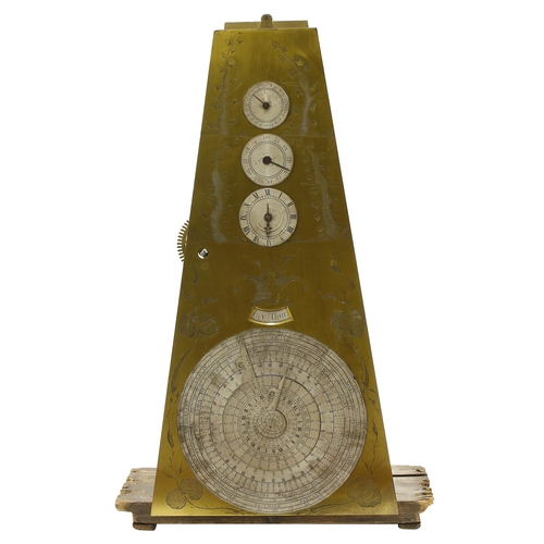 1829 - Interesting and rare English Provincial astronomical oak longcase clock, the triangular form brass d... 