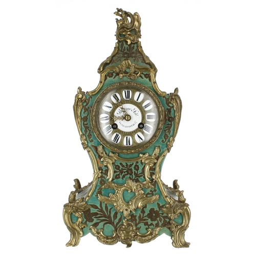 2301 - French two train balloon mantel clock, the 3.25