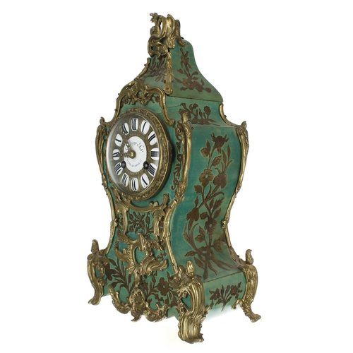 2301 - French two train balloon mantel clock, the 3.25