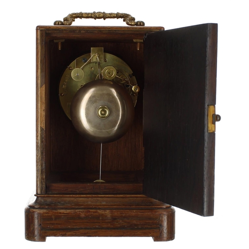 2305 - French rosewood two train mantel clock, the movement back plate stamped W.B. Promoli á Paris, with o... 