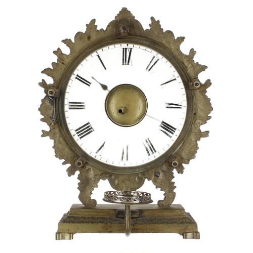 2306 - Interesting brass night clock, the 6.5