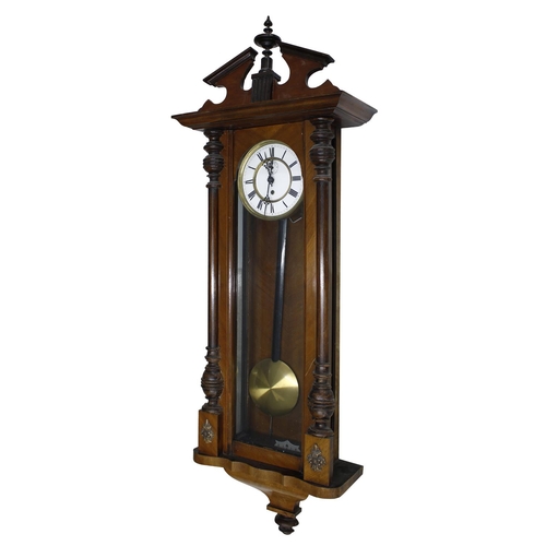 2603 - Walnut single weight Vienna regulator wall clock, the 6.25