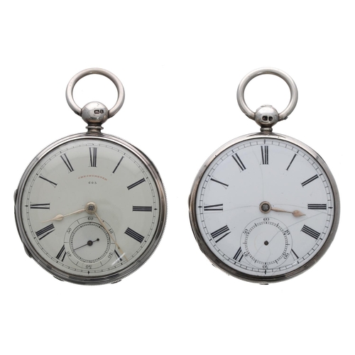 801 - Victorian silver fusee lever pocket watch, Chester 1857, modified movement signed D. Roberts, W'm Li... 