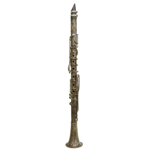 1813 - Silver plated thirteen key simple system double tube metal Bb clarinet signed H.Distin, Maker, Londo... 