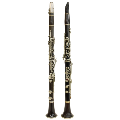 1829 - Cocuswood Boehm system A clarinet, unsigned, made circa 1900, 71.2cm; also a cocuswood German system... 