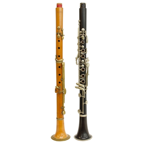 1830 - Boxwood Bb clarinet with five brass keys, signed J.Basta, Schonbach, made circa 1890; also a cocuswo... 