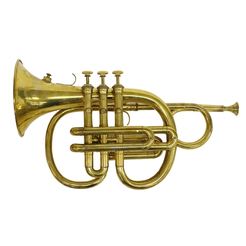 1841 - Brass cornet with three Stoelzel valves, signed Muller, Brevete, Lyon, made circa 1840, bell diamete... 