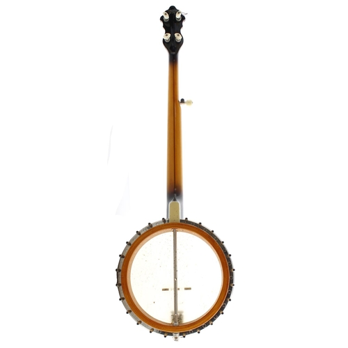 1518 - Gretsch Broadkaster Supreme five string banjo, with maple sides and open back, geometric mother of p... 