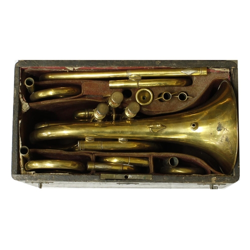 1840 - Brass cornet with three Stoelzel valves, signed Chez Cuvillier, Aine, made in St Omer circa 1840, in... 