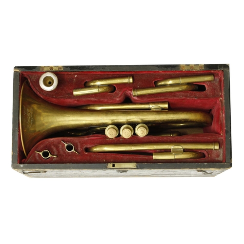 1842 - Brass cornet with three early Perinet valves, signed Beeson Pattern, 20 Soho Square, made in London ... 