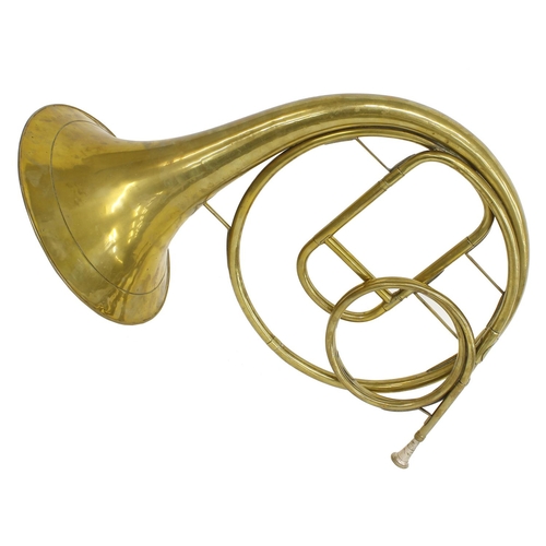 1845 - Natural horn in brass with red and gold decoration inside bell, signed L.Embach & Co Amsterdam, ... 