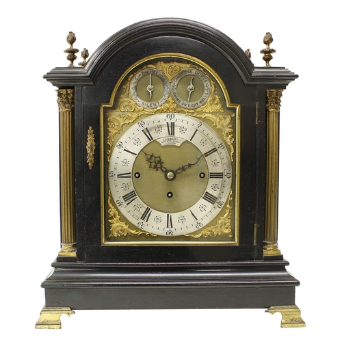 1315 - English ebonised triple fusee boardroom clock, the 8