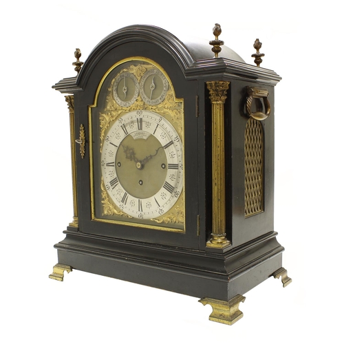 1315 - English ebonised triple fusee boardroom clock, the 8