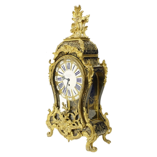 1316 - Anglo-French Boulle single fusee balloon mantel clock, the 9