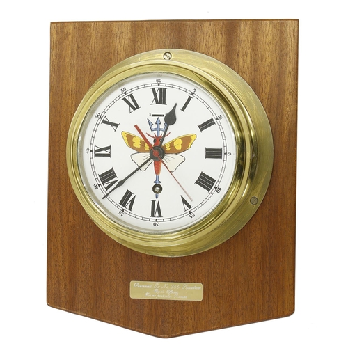 1708 - Interesting RAF brass bulkhead clock timepiece, the 6