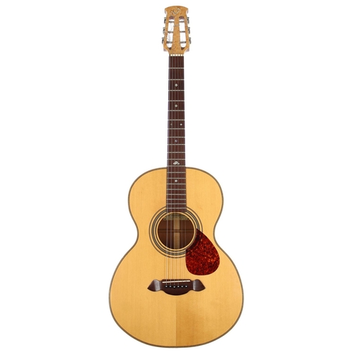 322 - 1997 David R Wright Herringbone P25 small bodied acoustic guitar, made in Devon, England; Back and s... 