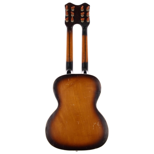 327 - Rare Ricardo Duo twin neck acoustic guitar, made by Edward Richardson, Nottingham, circa 1933; Back ... 