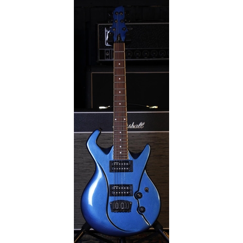563 - Switch Vibracell HH electric guitar; Body: metallic blue finish, minor dings and scratches; Neck: ge... 
