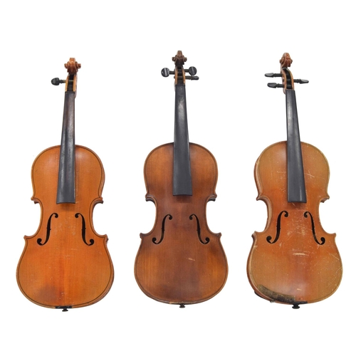 2017 - Three old three-quarter size violins (3)