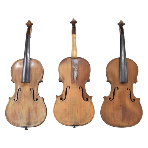 2019 - Three old full size violins in need of restoration (3)