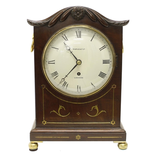 1508 - Mahogany single fusee small bracket clock, the 6.5” convex cream dial signed Maple & Co. Ltd, Lo... 