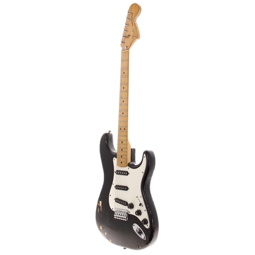 19 - 1979 Fender Stratocaster Hardtail electric guitar, made in USA; Body: black finish in poor condition... 