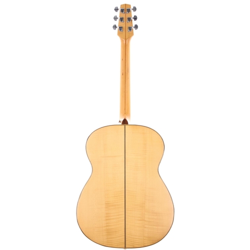 230 - 1992 Robin Greenwood acoustic guitar, made in England; Back and sides: natural figured maple, minor ... 