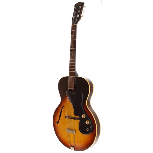 107 - Gibson ES-120T electric guitar, made in USA, circa 1965; Body: sunburst finish, heavy checking to fr... 