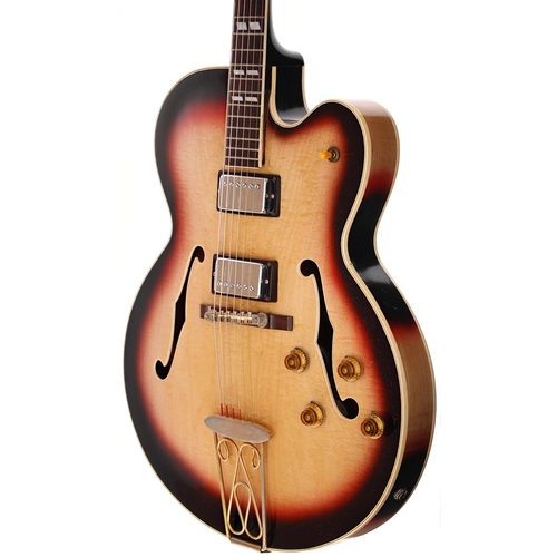 116 - 1957 Gibson ES-350T hollow body electric guitar, made in USA; Body: sunburst refinish, light checkin... 