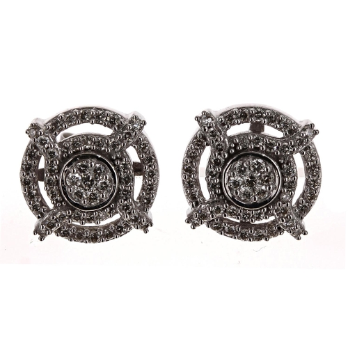 112 - Pair of Iliana 18ct white gold diamond cluster earrings, 0.75ct approx in total, 5.5gm, post and but... 