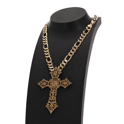 127 - 9ct cross on necklet, 48gm (315)