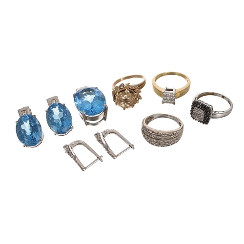 151 - Assorted jewellery to include a 9ct white gold blue gem and diamond pendant with matching earrings; ... 