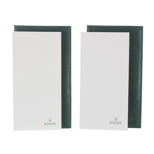 443 - Rolex - Two green card holders, each with Rolex notebook (2)