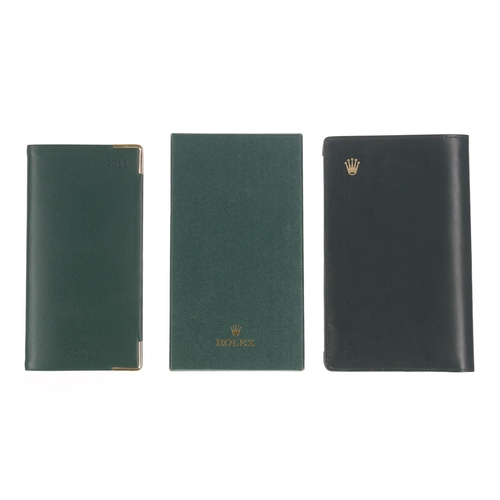 444 - Rolex - Green wallet, within outer cardboard packaging and with Rolex letter dated 19th June 1998; t... 