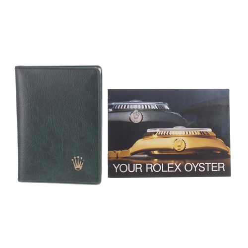 445 - Rolex - Rare green card holder; together with a Your Rolex Oyster booklet, circa 1986... 