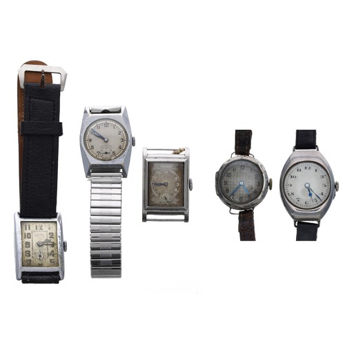 394 - Silver wire-lug lady's wristwatch, import hallmarks Glasgow 1917, silvered dial, movement stamped F.... 