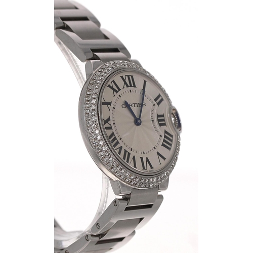 35 - Cartier Ballon Bleu stainless steel wristwatch, reference no. 3005, serial no. 56013xxx, silvered di... 