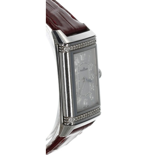 22 - Jaeger-LeCoultre Reverso Ultra Thin Diamond stainless steel lady's wristwatch, reference no. 268.8.8... 