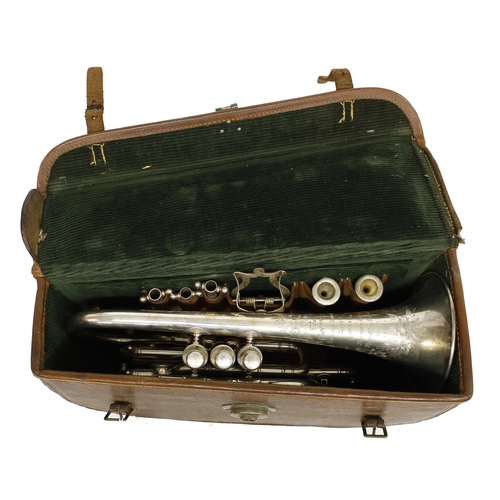 1870 - Good Hawkes & Son cornet outfit stamped 'The Clippertone, Excelsior Sonorous, Class A.Hawkes &am... 