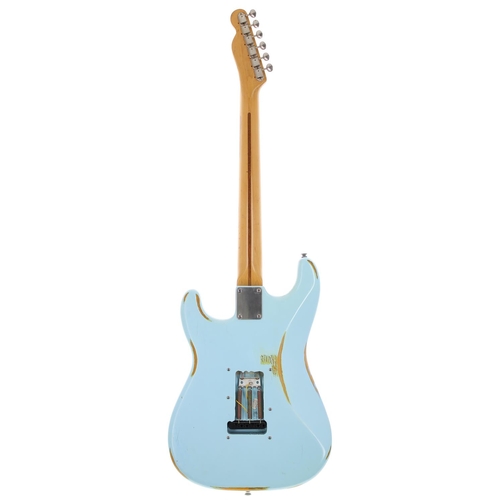 56 - Bernie Marsden - custom made S type electric guitar; Body: blue relic finished S type body; Neck: Fe... 